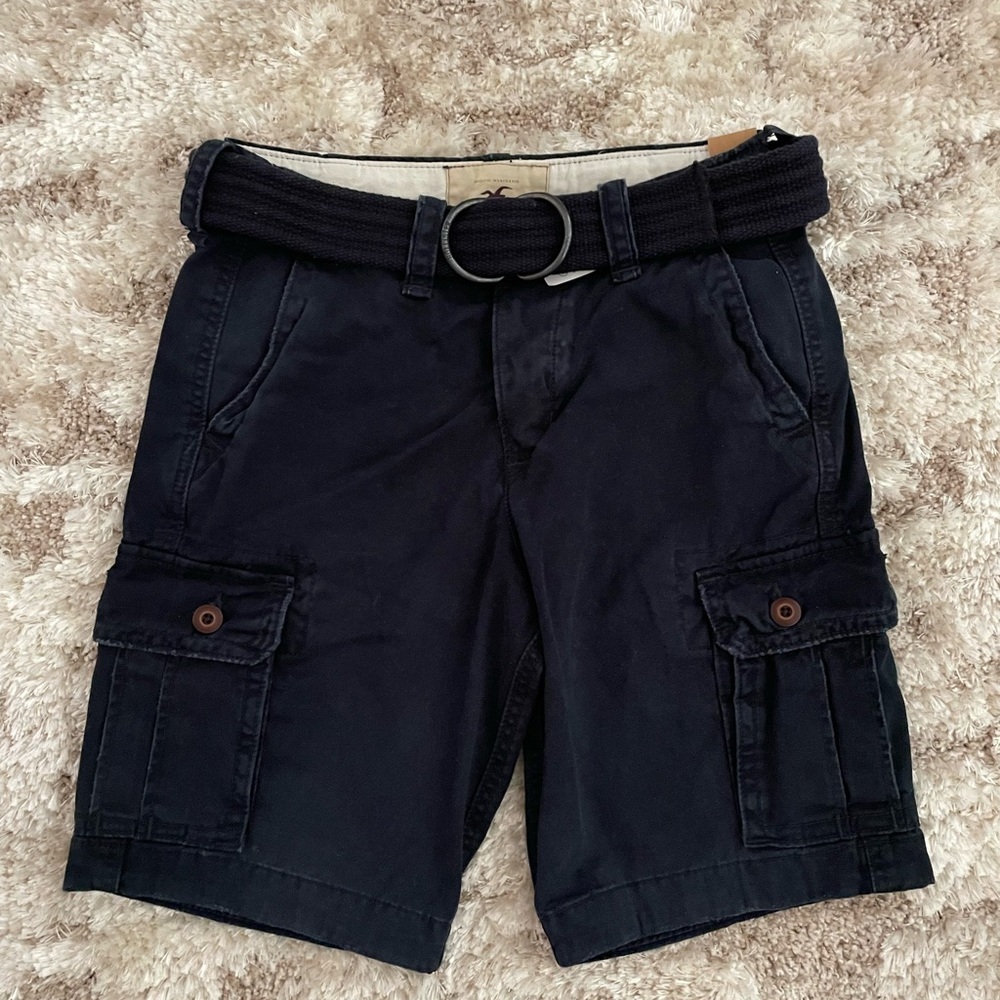 NWT Hollister Men's Size 28 Navy Cargo Shorts with Belt